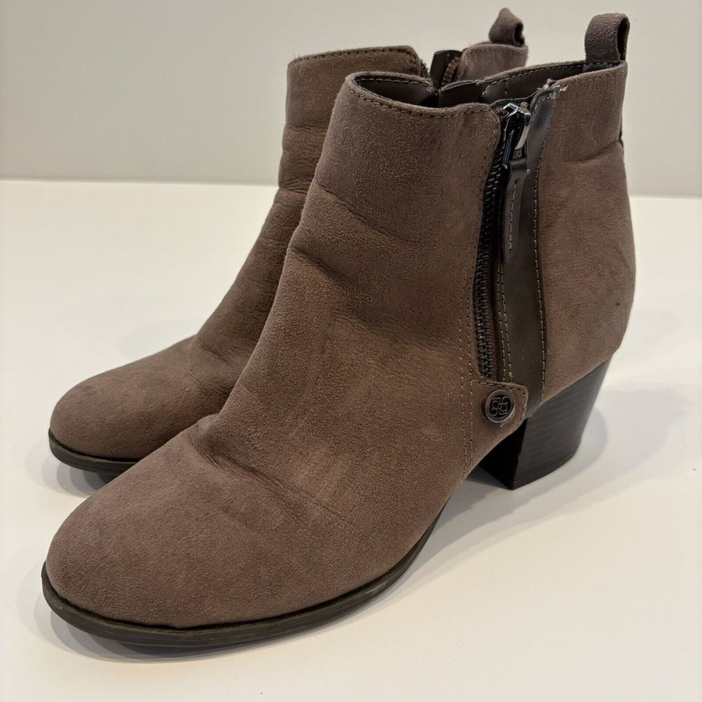Liz Claiborne Boots Women‎ Booties Brown Suede Zipper Accent 7.5 M